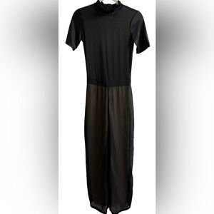 UNIQ MOC TURTLENECK SHORT SLEEVE BLACK WIDE LEG JUMPSUIT SIZE: SMALL NWT